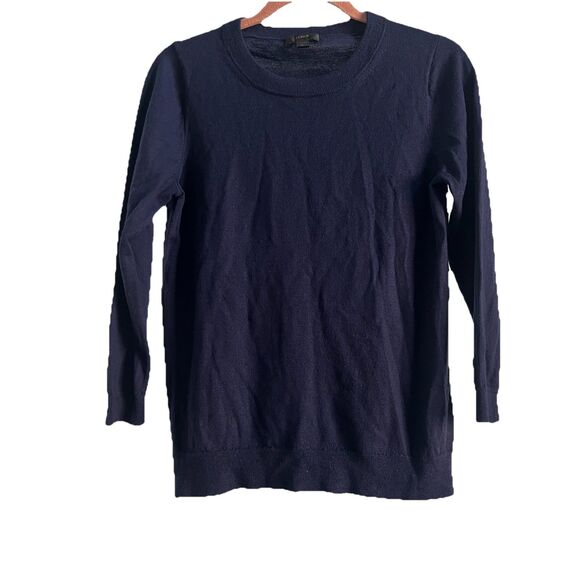 J. Crew Sweater Women’s M Blue Navy Margot Crewneck Merino Wool - Picture 3 of 6
